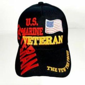 Veteran Men's Ball Cap U.S. Flag Black Embroidered Acrylic
